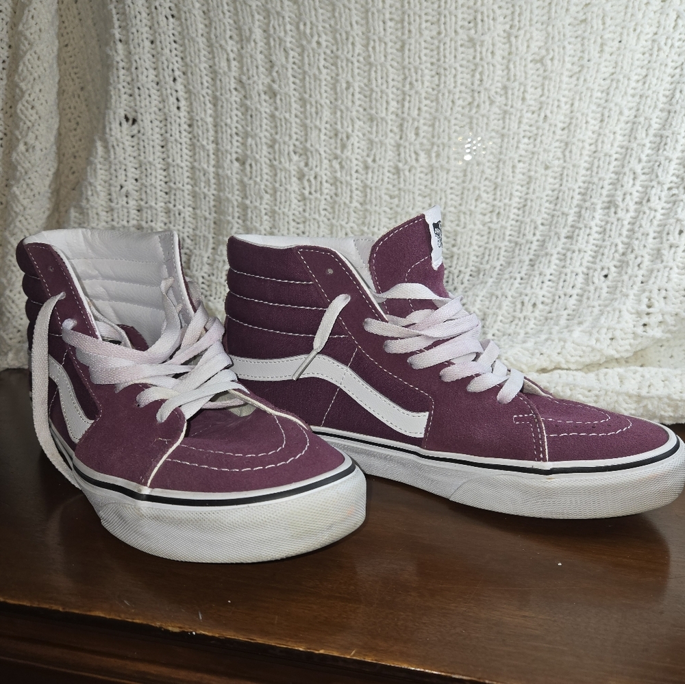 Vans Grape Wine and True White Sk8-Hi Sneakers